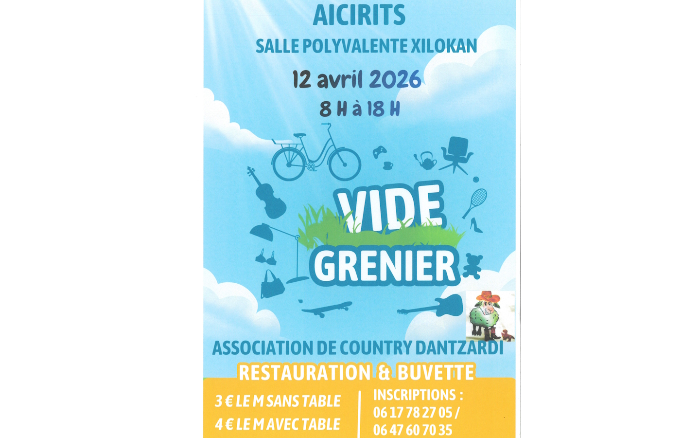Vide grenier Salle polyvalente Xilokan Aïcirits-Camou-Suhast 2026-04-12