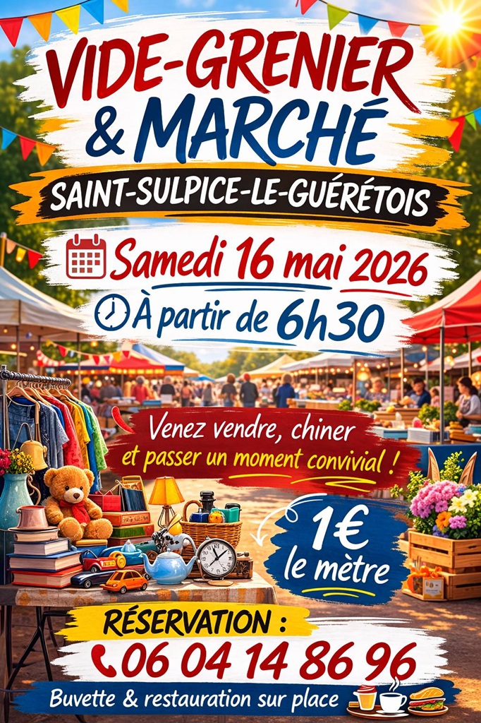 Vide-grenier et marché  Saint-Sulpice-le-Guérétois 2026-05-16