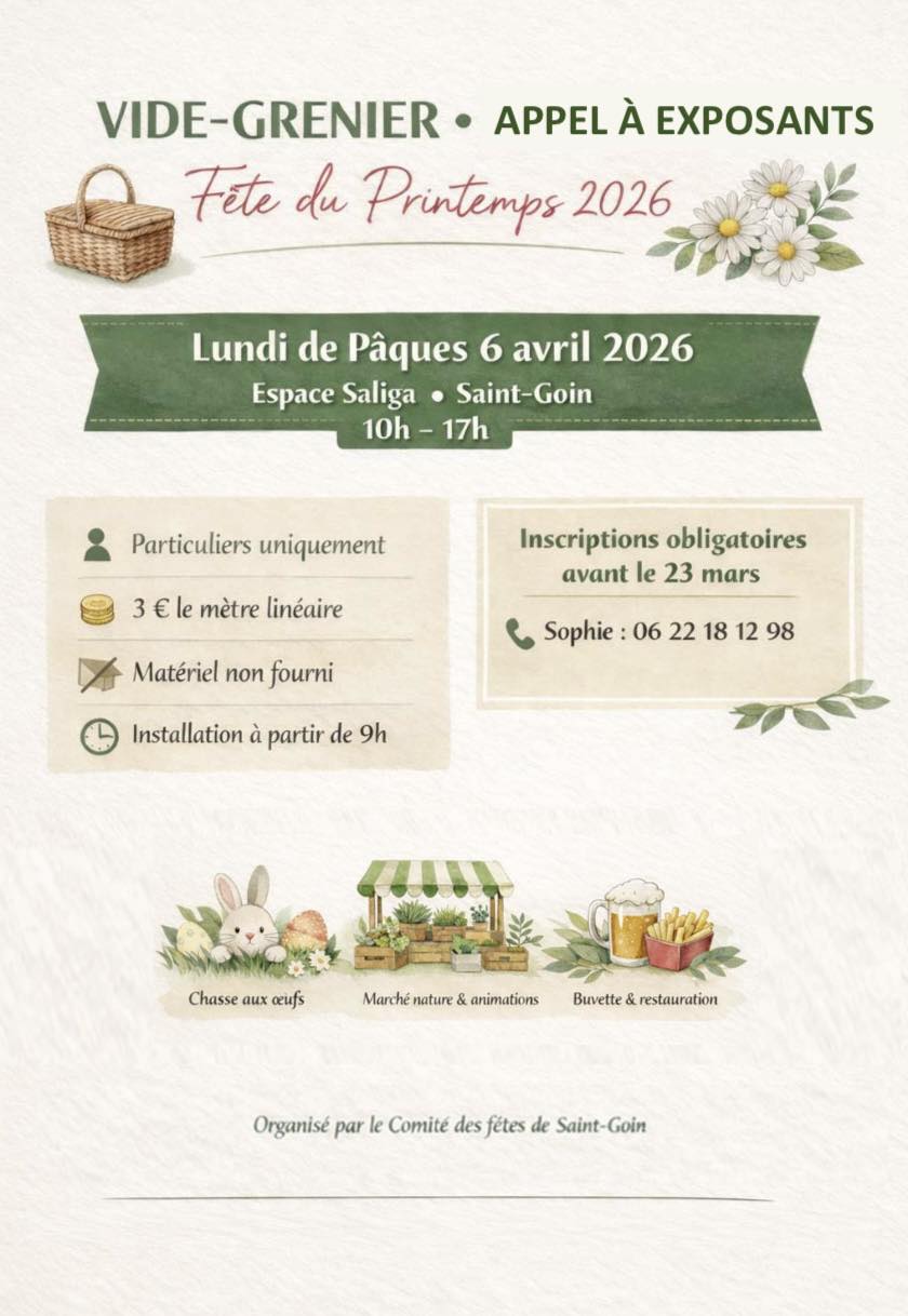 Vide grenier Fête du Printemps 10 Avenue du Saliga Saint-Goin 2026-04-06