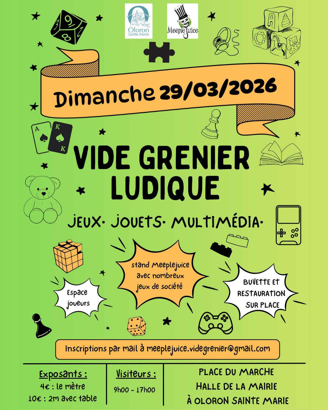 Vide grenier ludique Marché couvert Hall de la Mairie Oloron-Sainte-Marie 2026-03-29