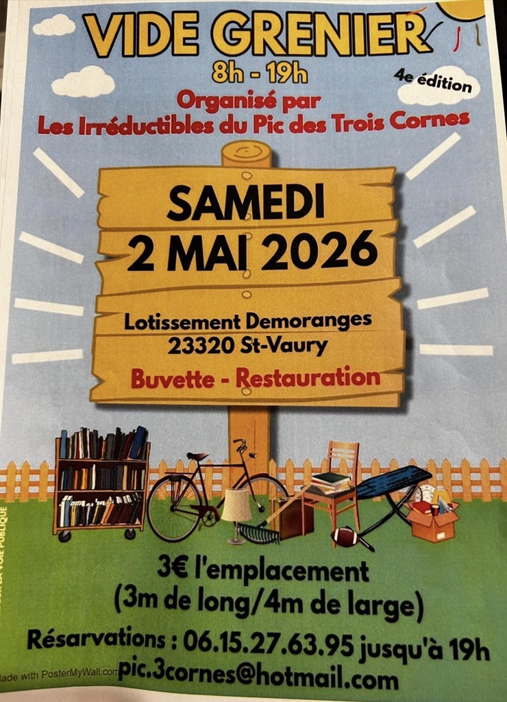 Vide-grenier Lotissement Demoranges Saint-Vaury 2026-05-02