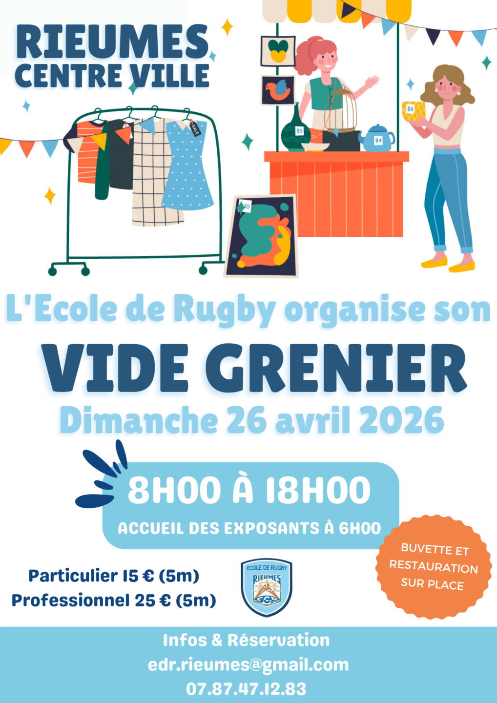 VIDE-GRENIERS DE L’ÉCOLE DE RUGBY Allées de la Libération Rieumes 2026-04-26