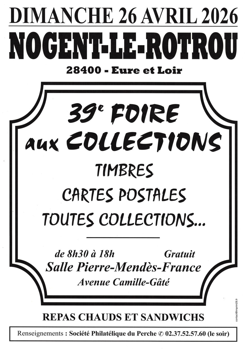 39ème Foire aux Collections -Timbres, cartes postales..  Nogent-le-Rotrou
