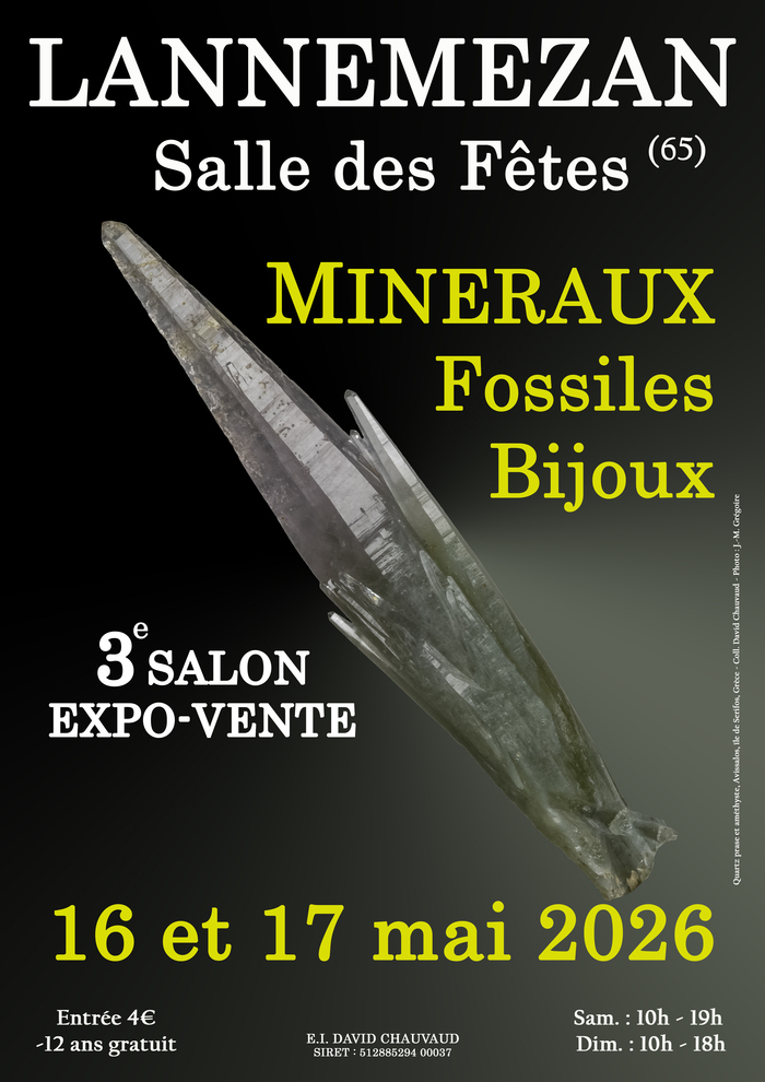3e SALON MINERAUX FOSSILES BIJOUX de LANNEMEZAN (Hautes-Pyrénées) Salle des Fêtes Lannemezan