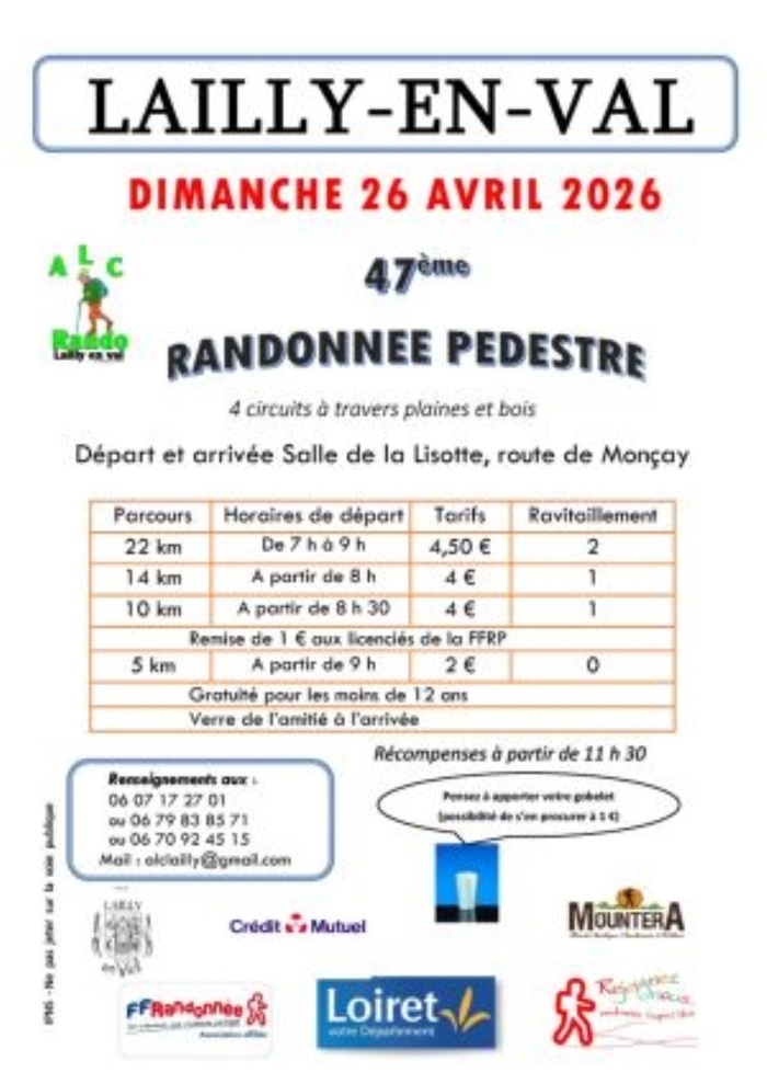 47ème randonnée pédestre – Lailly en Val, Salle de la lisotte, Lailly-en-Val