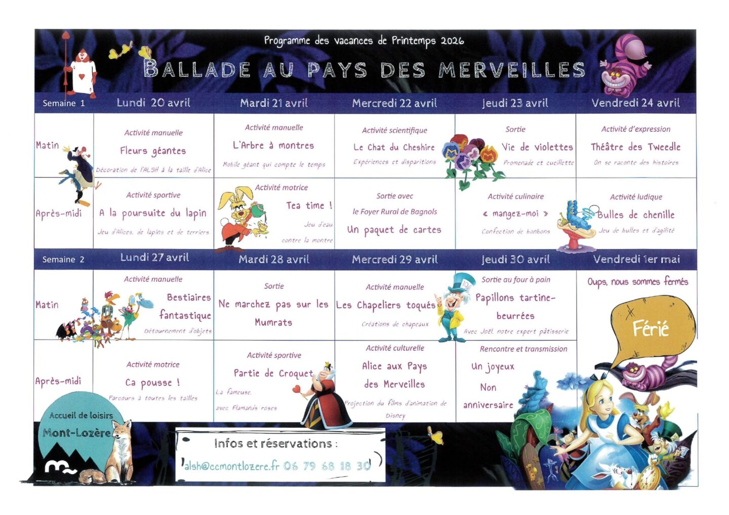 ACCUEIL DE LOISIRS DU BLEYMARD VACANCES DE PRINTEMPS  Mont Lozère et Goulet
