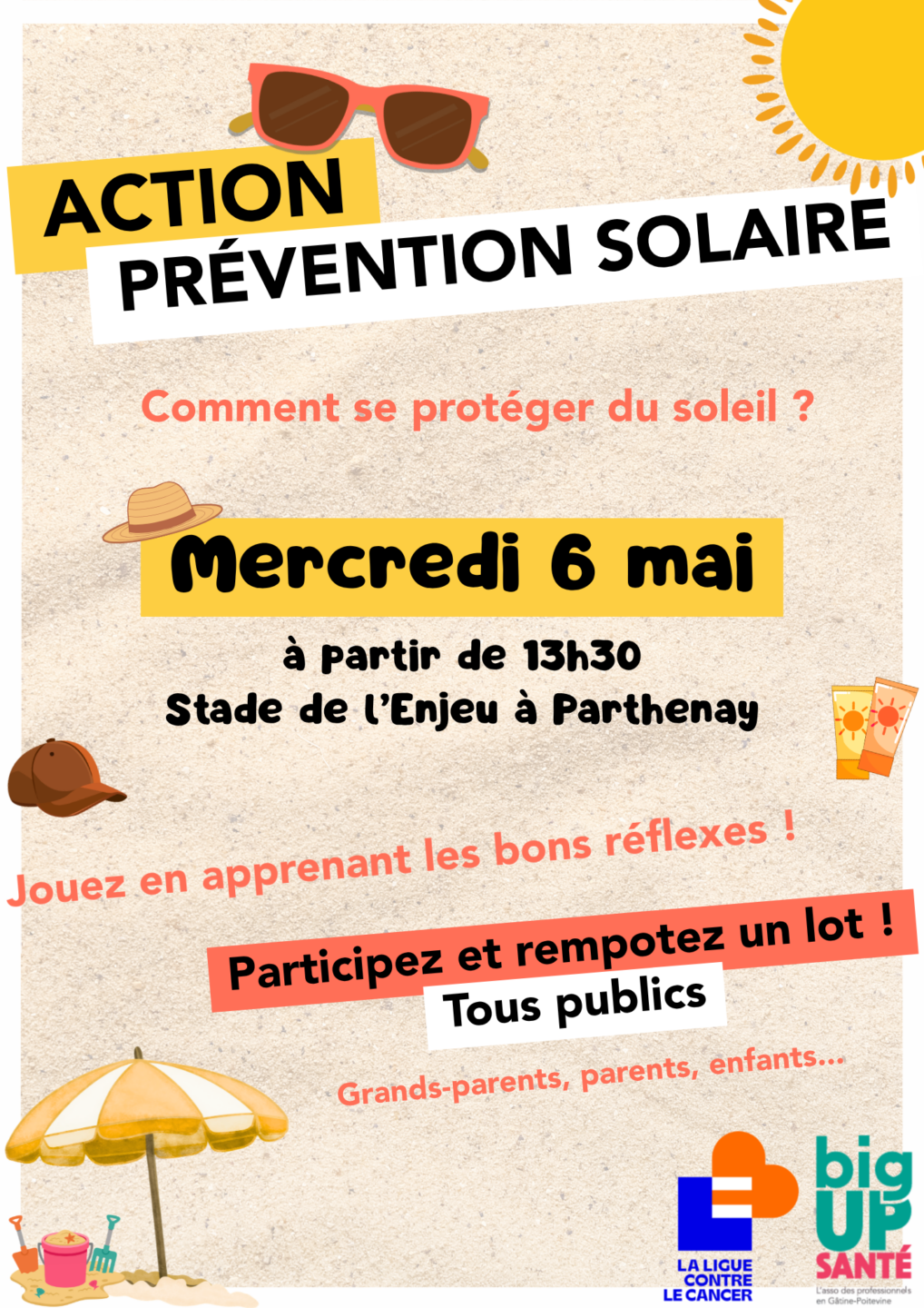 Action prévention solaire Parc des sports l&rsquo;Enjeu Parthenay