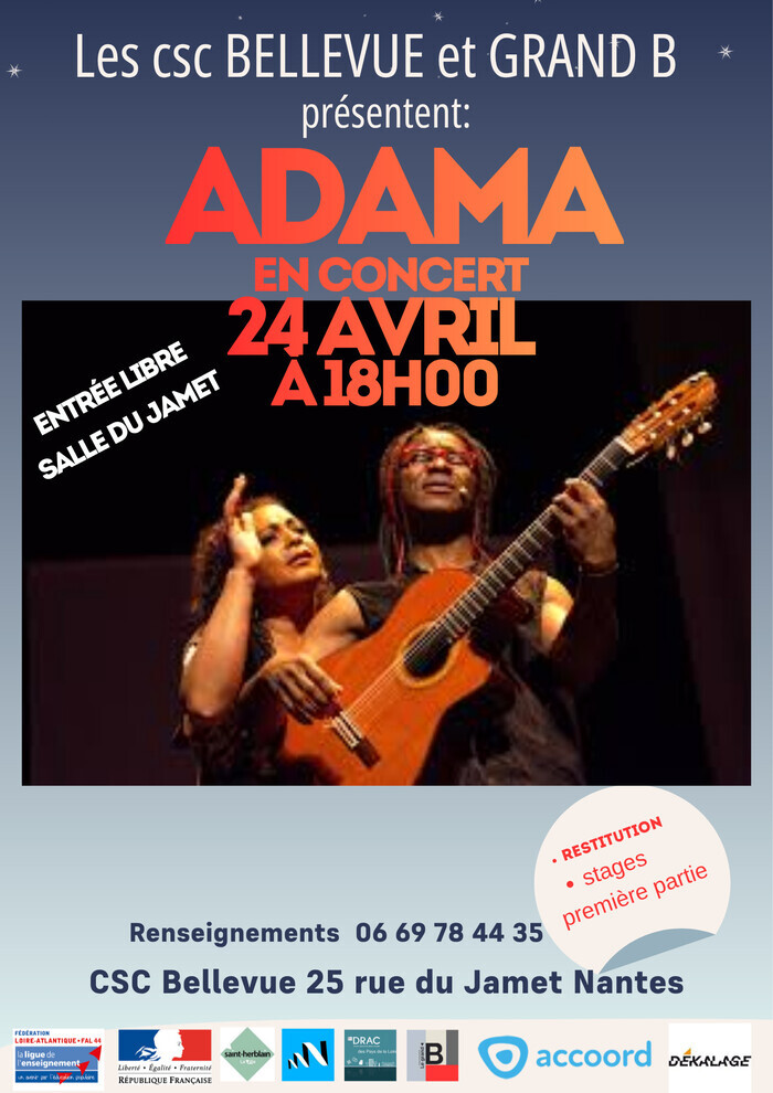 Adama en concert Centre socioculturel de Bellevue / Salle du Jamet Nantes