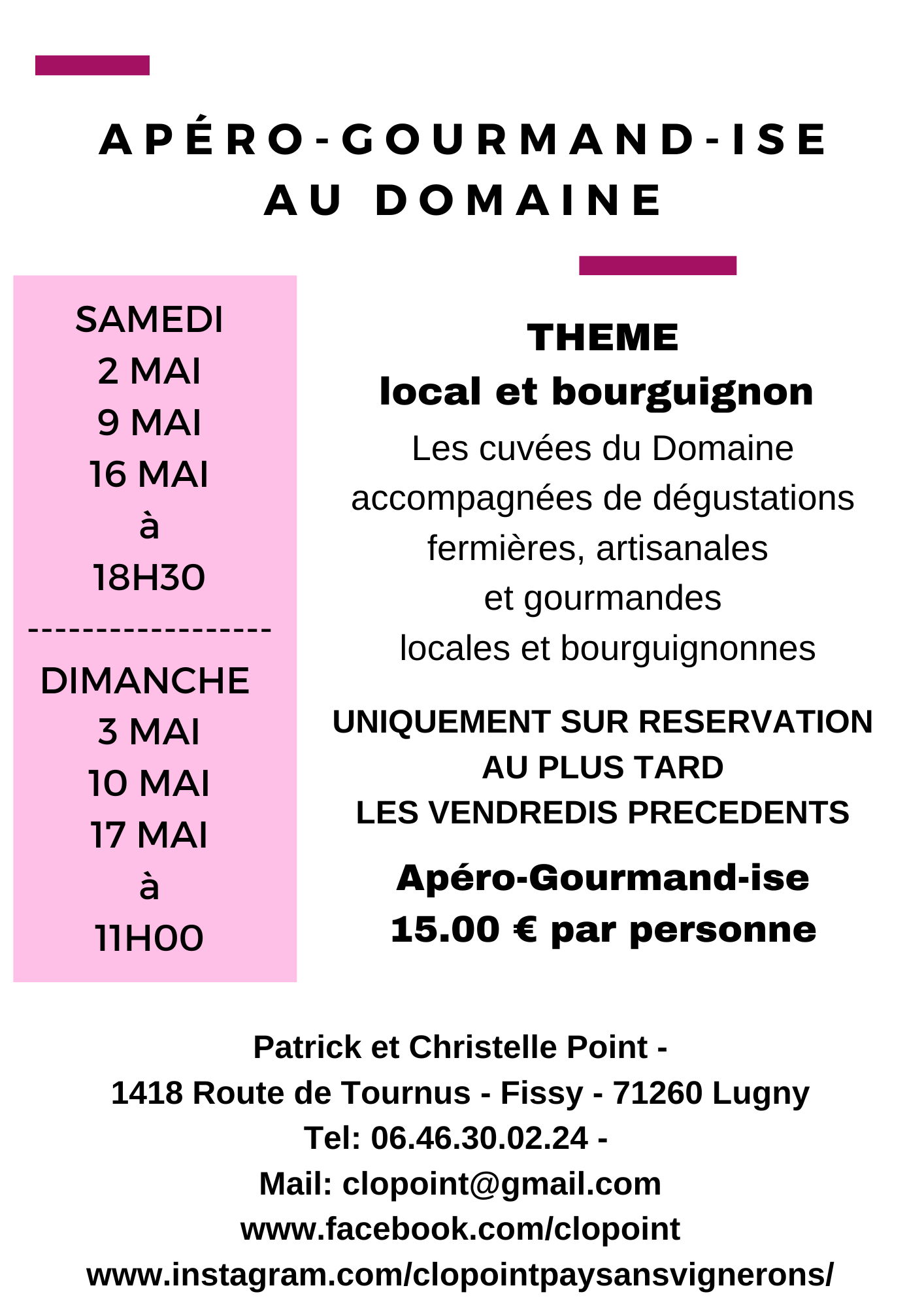 Apéro-gourmandise au Domaine Domaine Clo Point Lugny