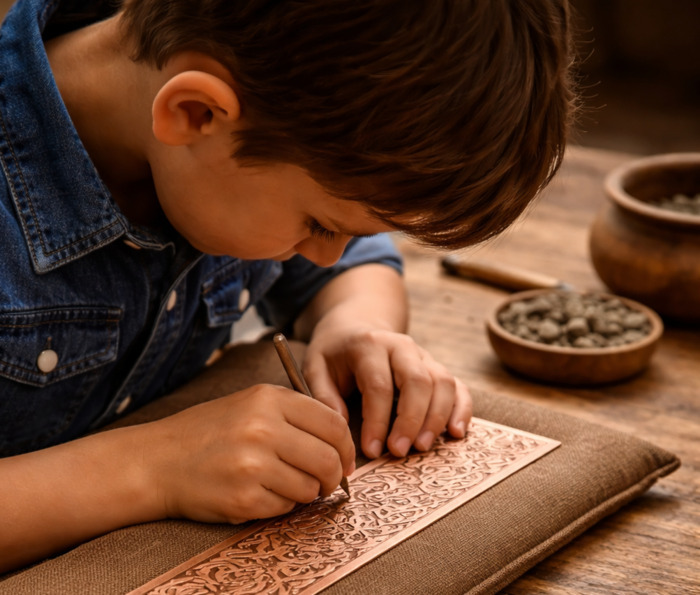 Apprentis artisans : graver le métal comme autrefois Jardin Archéologique de Saint-Acheul Amiens
