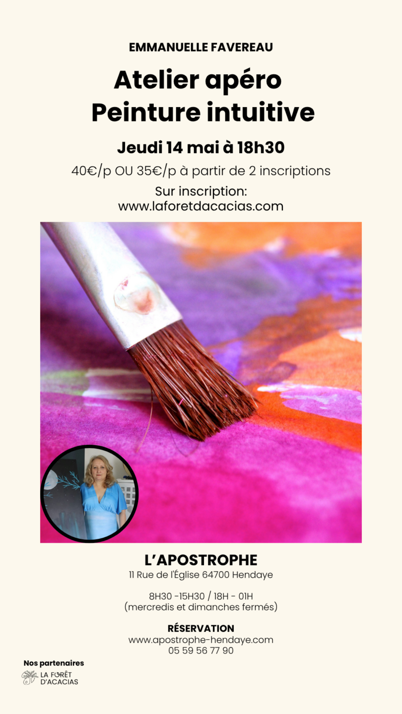 Atelier apéro Peinture intuitive Restaurant l&rsquo;APOSTrophe Hendaye