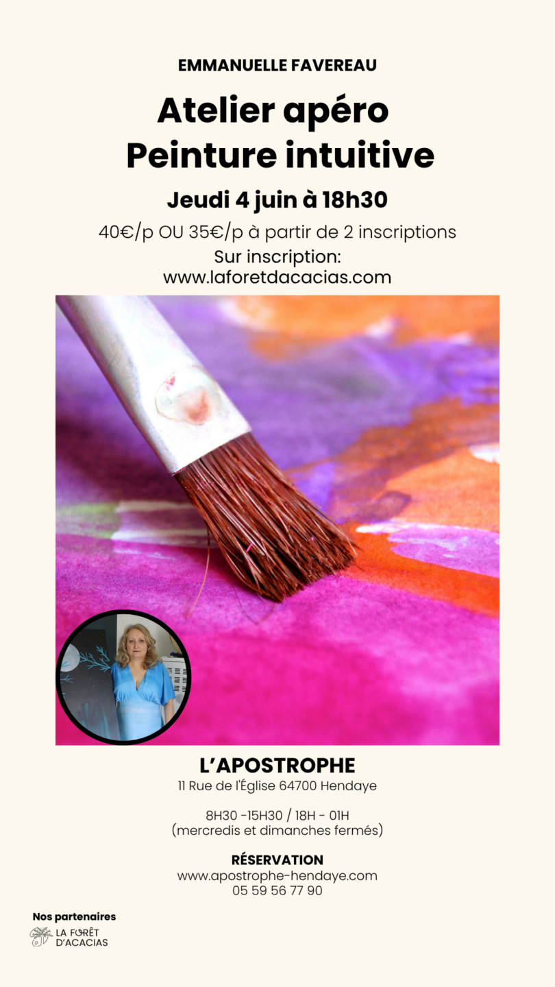 Atelier apéro Peinture intuitive Restaurant l&rsquo;APOSTrophe Hendaye