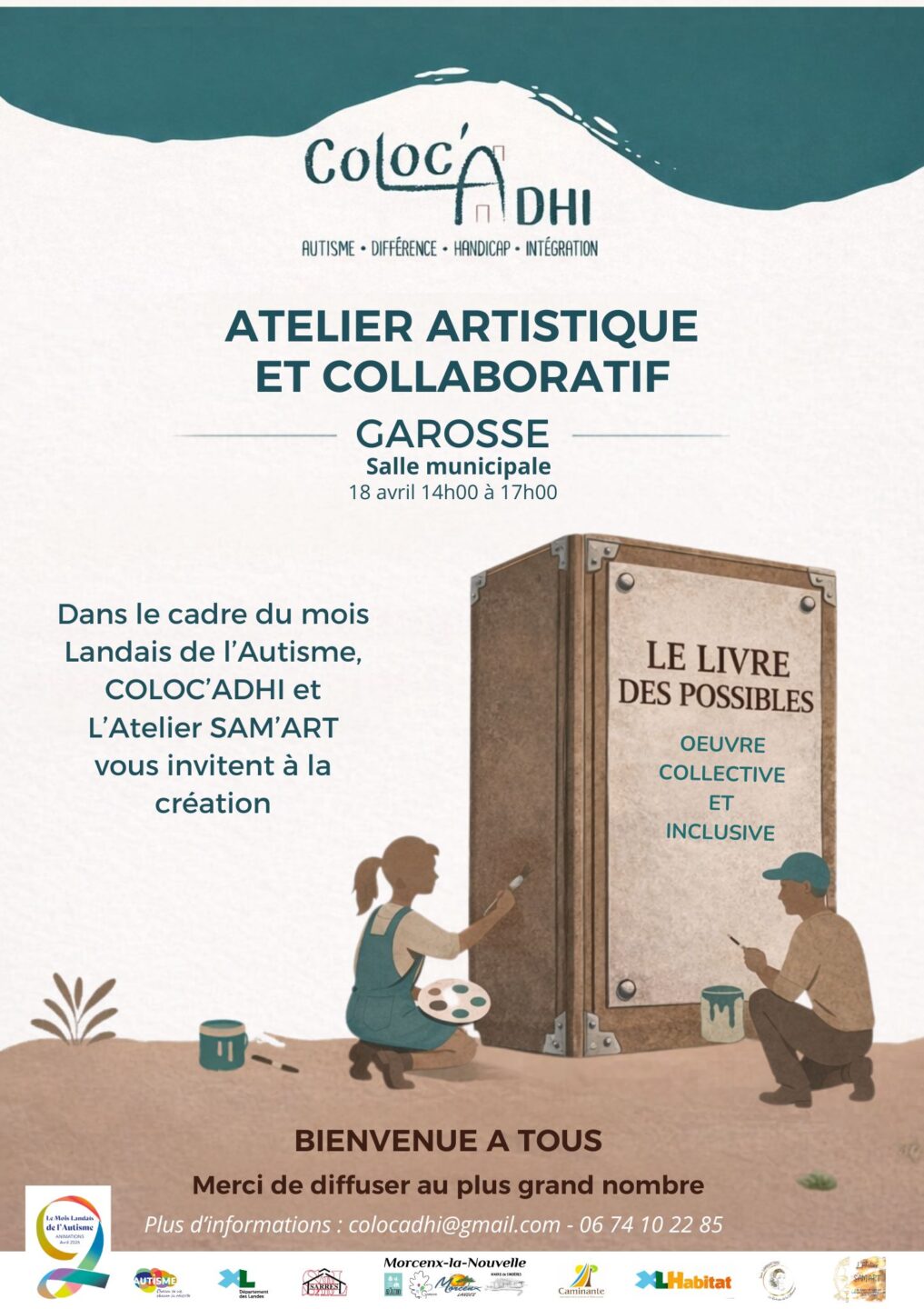 Atelier artistique et collaboratif Coloc&rsquo;adhi et Sam&rsquo;art  Morcenx-la-Nouvelle
