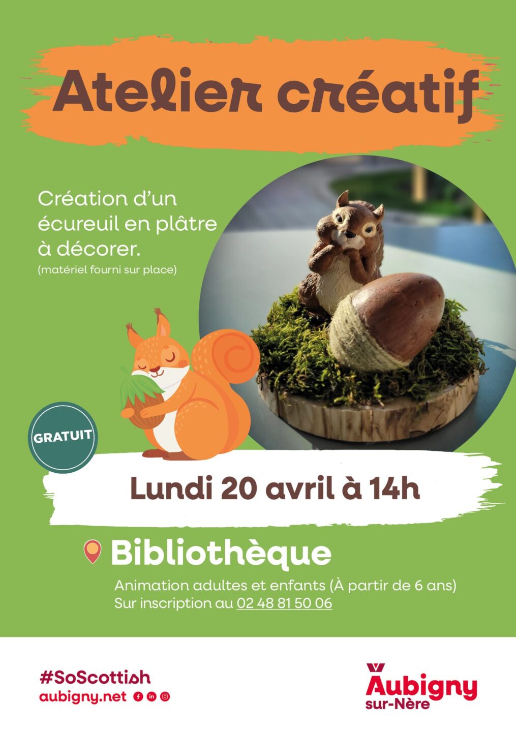 Atelier créatif création d&rsquo;un écureuil en plâtre à décorer  Aubigny-sur-Nère