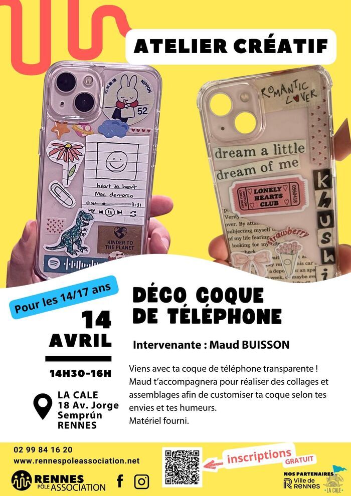 Atelier créatif : déco coque de téléphone La Cale Rennes