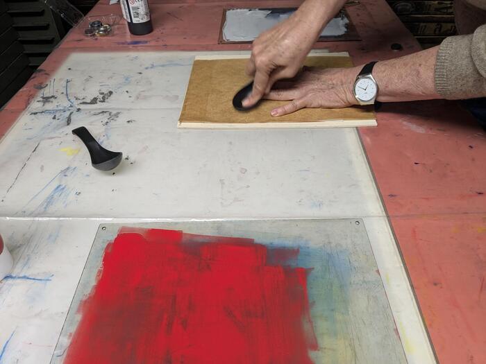 Atelier de linogravure (thème : la ville), Autre lieu, Genève