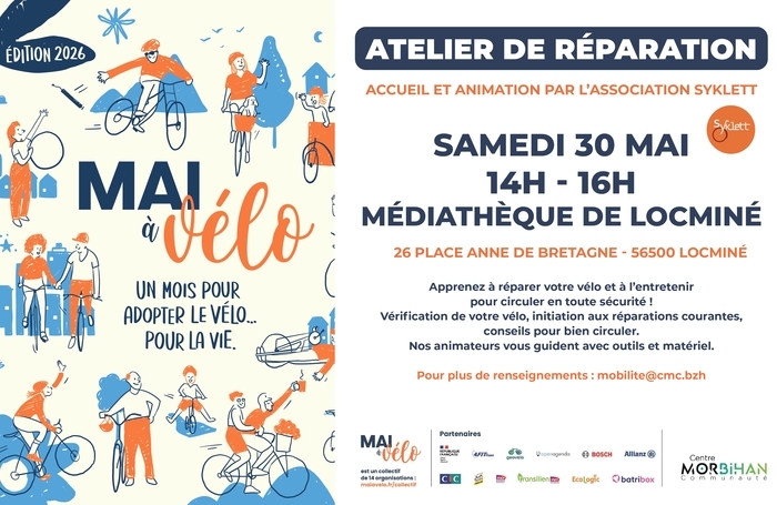 Atelier de réparation vélos, Médiathèque de Locminé, Locminé