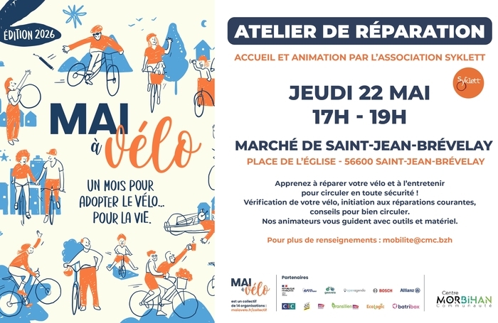 Atelier de réparation vélos, Place de l&rsquo;église, Saint-Jean-Brévelay