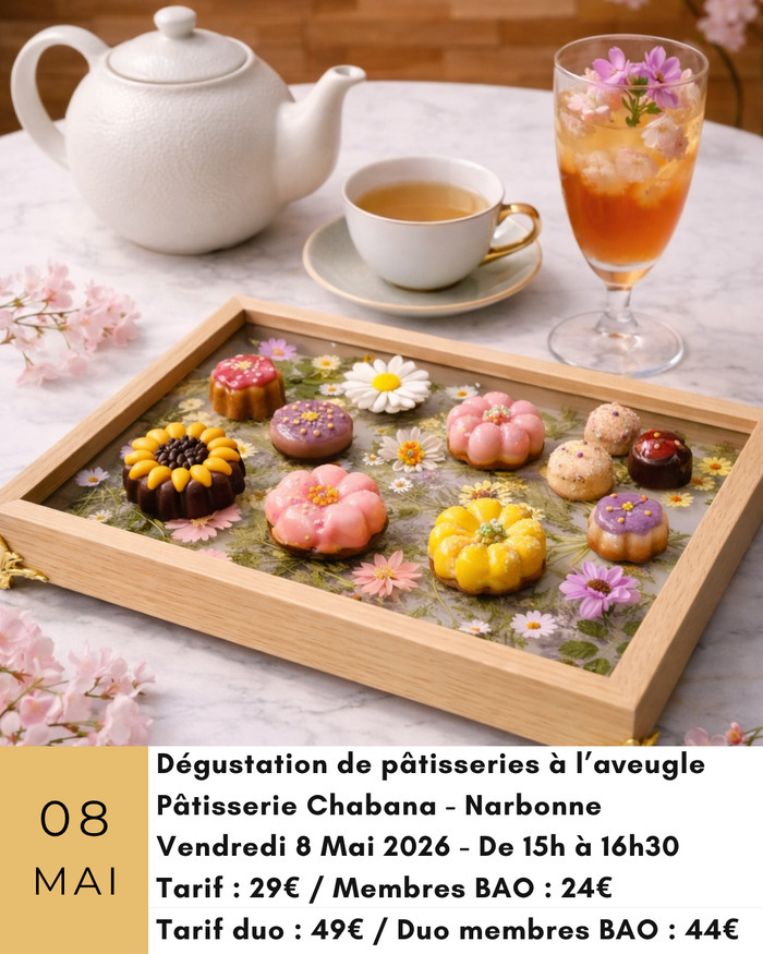Atelier dégustation de pâtisseries à l'aveugle chez Chabana Narbonne Pâtisserie Chabana