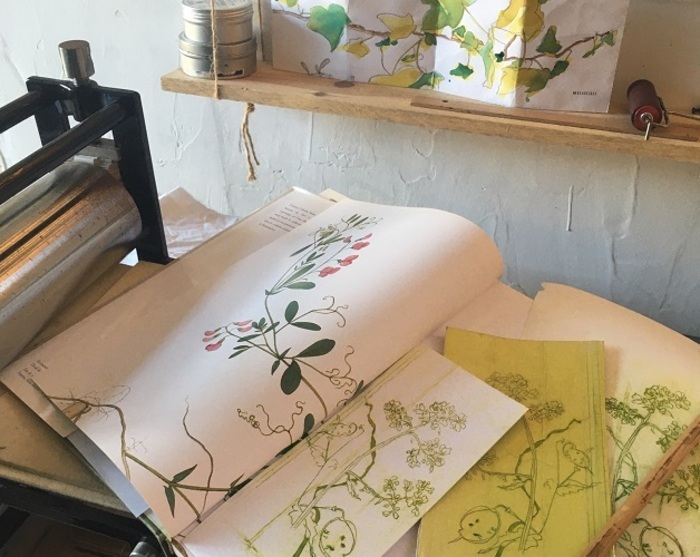 Atelier / démonstration d'impression avec presse Maison éco paysanne Le Grand-Village-Plage