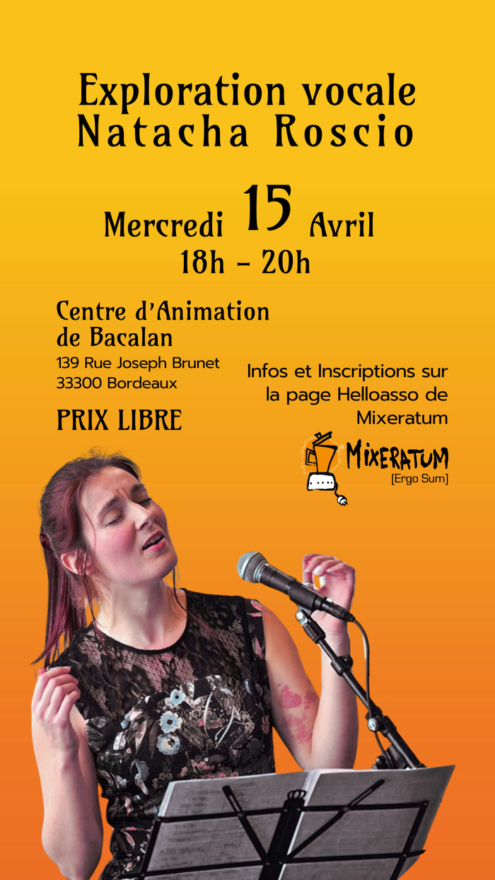 Atelier d’exploration vocale – Mercredi 15 avril, Centre d’animation Bacalan, Bordeaux