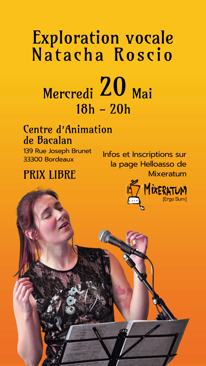 Atelier d'exploration vocale - Mercredi 20 mai Centre d'animation Bacalan Bordeaux