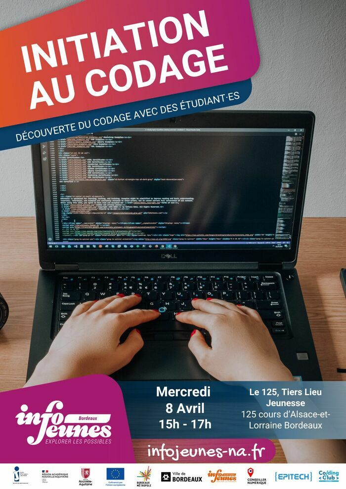 Atelier d&rsquo;initiation au codage, Le 125 – Tiers lieu jeunesse – 125 cours Alsace et Lorraine 33000 Bordeaux, Bordeaux