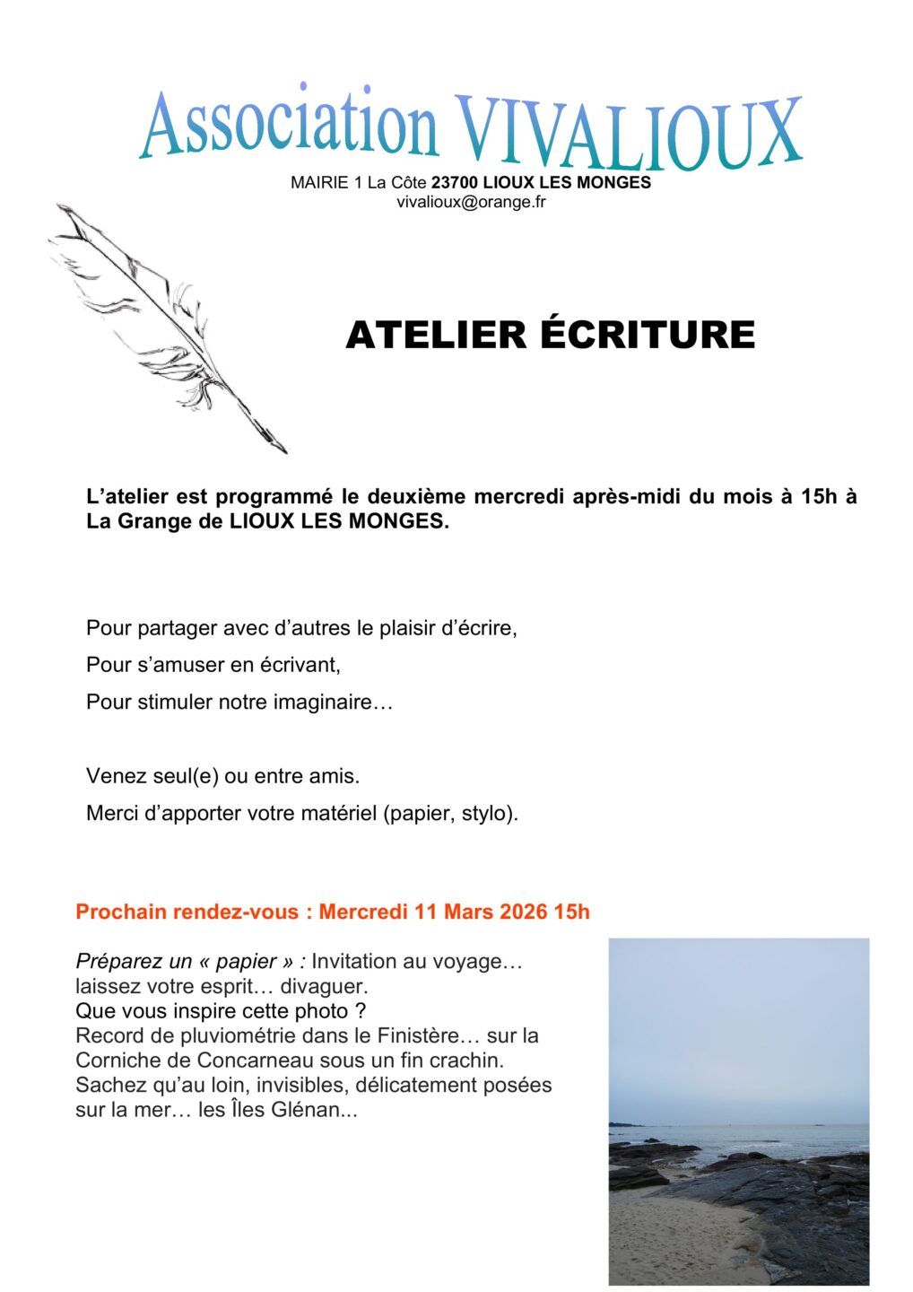 ATELIER ECRITURE  Lioux-les-Monges