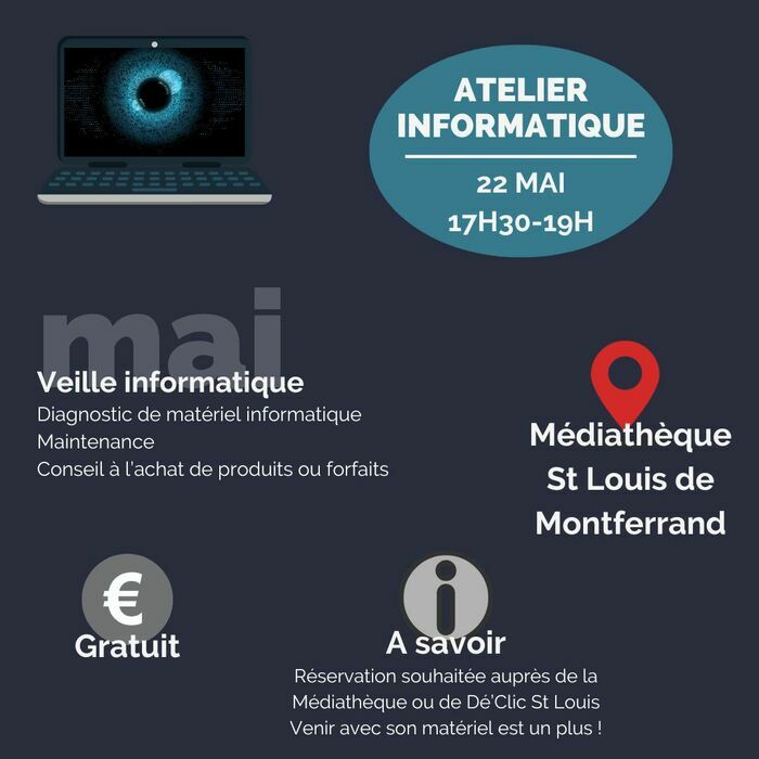 Atelier informatique avec Dé&rsquo;Clic St Louis, Médiathèque de Saint-Louis-de-Montferrand, Saint-Louis-de-Montferrand