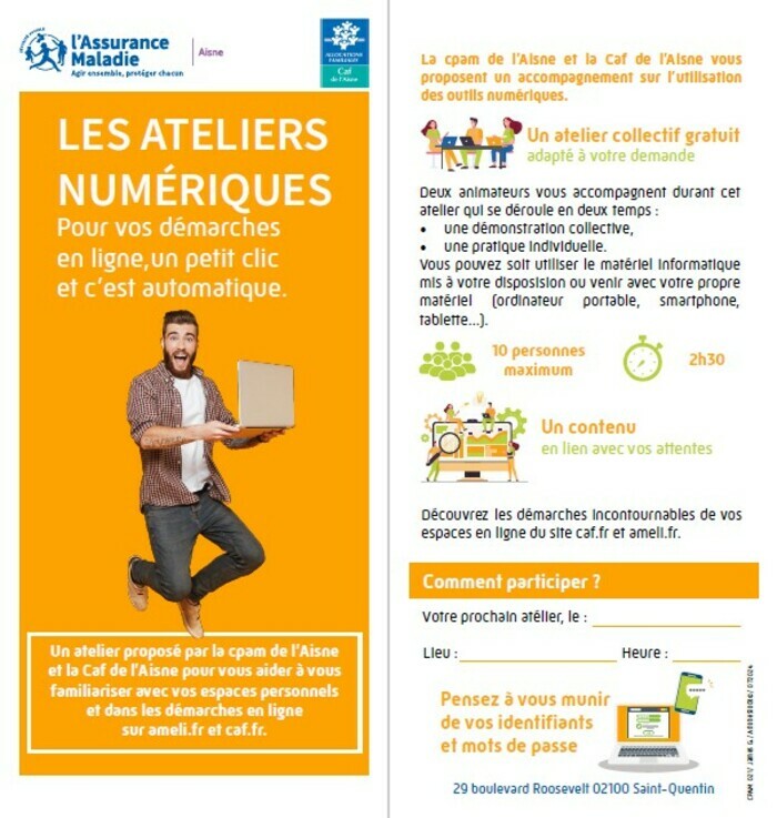 Atelier numérique Caf/Cpam, Caf/Cpam, Saint-Quentin