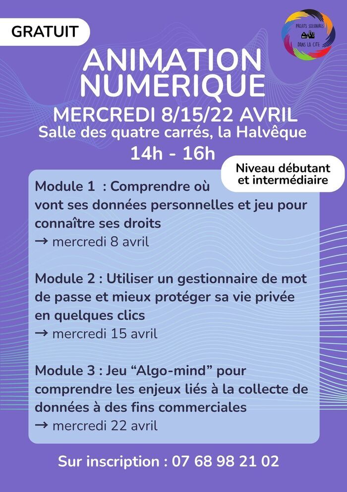 Atelier numérique collectif- Données personnelles salle des 4 carrés Nantes