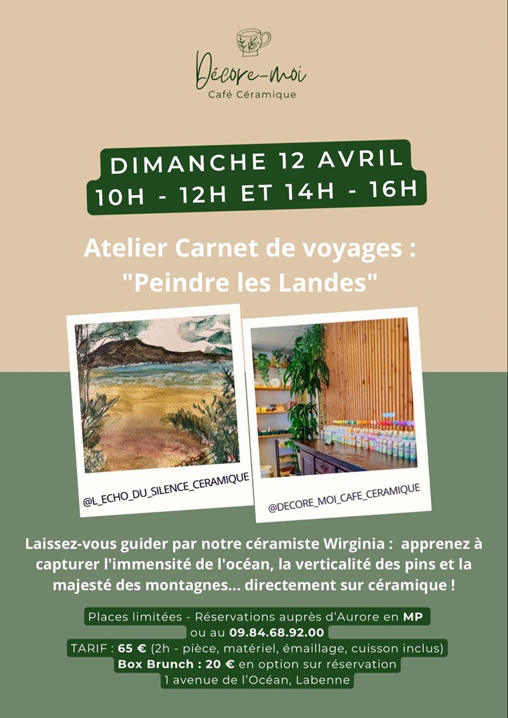 Atelier Peindre les Landes Décore-moi Café Céramique Labenne