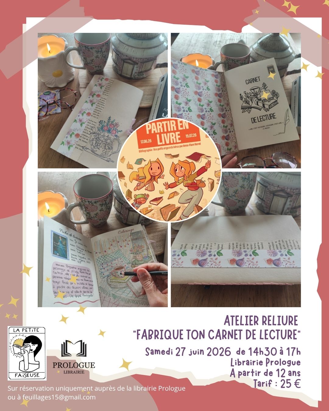 Atelier reliure Fabrique ton carnte de lectures Bort-les-Orgues
