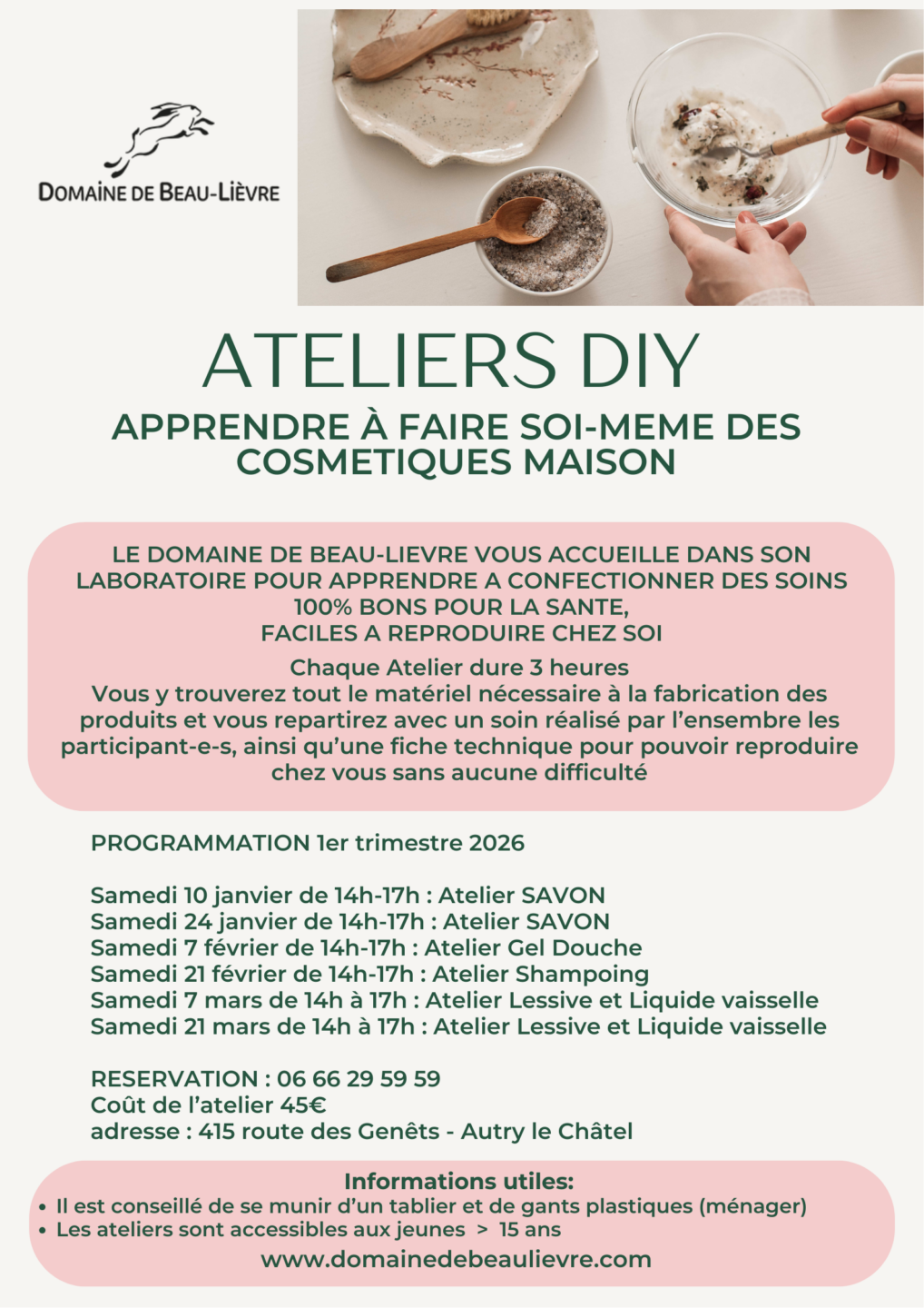 Ateliers DIY apprendre à fabriquer ses cosmétiques maison  Autry-le-Châtel