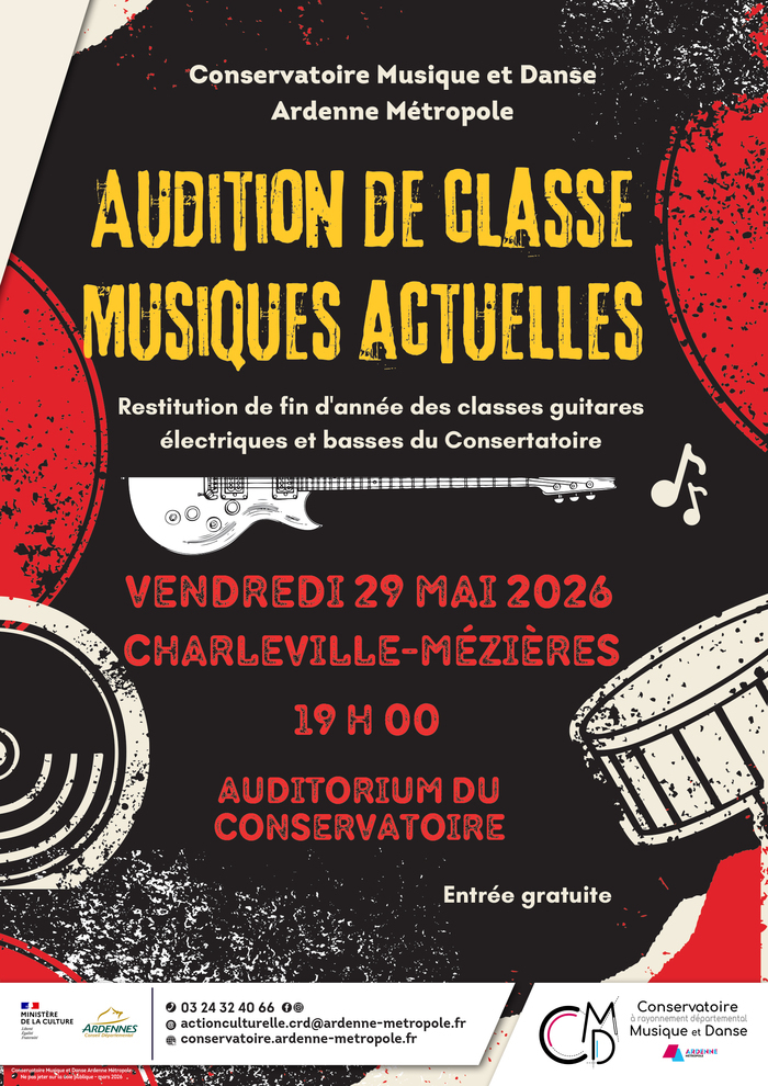Audition de classe : Musiques actuelles, Auditorium du Conservatoire – Site de Charleville-Mézières, Charleville-Mézières
