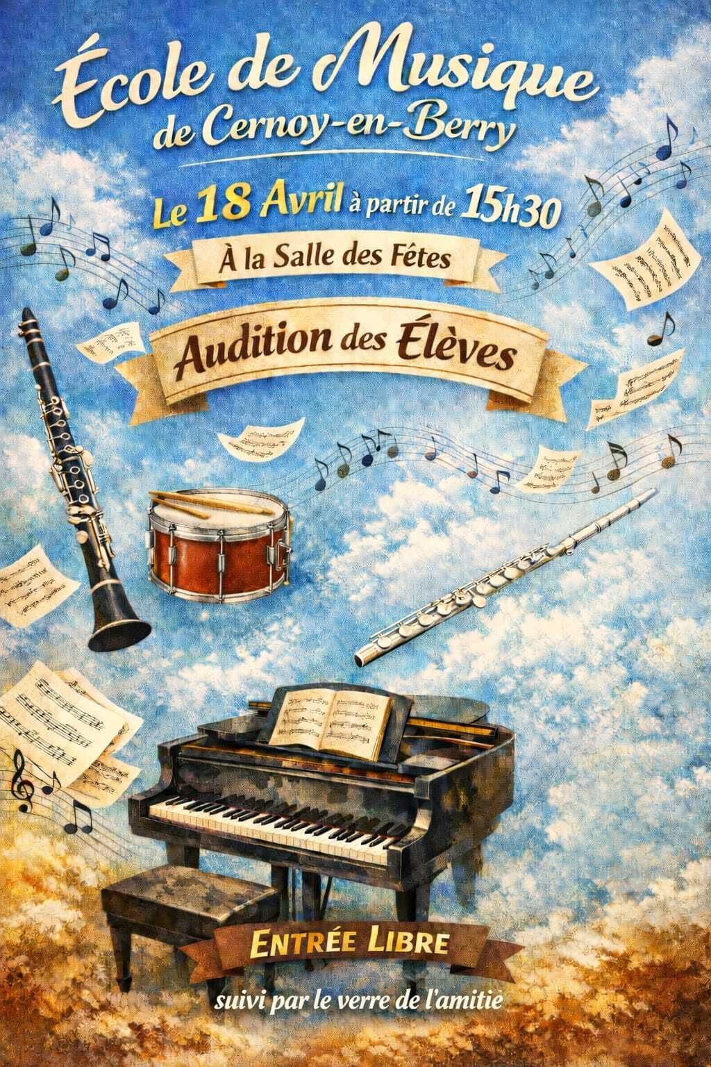 Auditions de l&rsquo;école de musique  Cernoy-en-Berry
