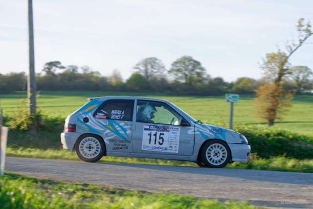 Florian BENET termine 6e du régional sur la Citroën Saxo VTS numéro 115 dans le groupe F RC4 et 1er en classe F213 avec le copilote Gabriel MARAIS