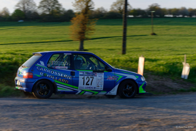 Florian ROUILLARD termine 8e du régional sur la Peugeot 106 S16 numéro 127 dans le groupe F RC5 et 1er en classe N2 avec le copilote Antoine TROCHET