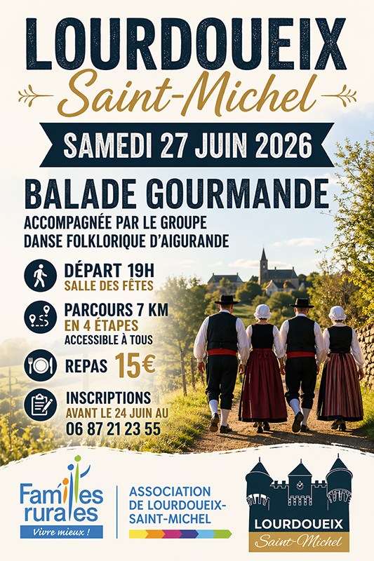 Balade gourmande et contée Salle des fêtes Lourdoueix-Saint-Michel 2026-06-27