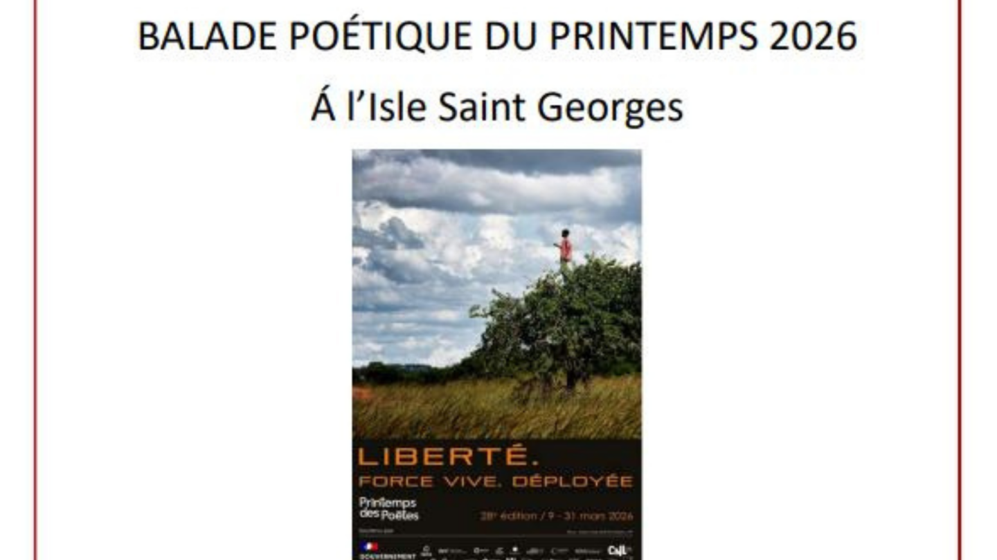 Balade poétique du printemps 2026 Isle-Saint-Georges Isle-Saint-Georges 2026-04-19