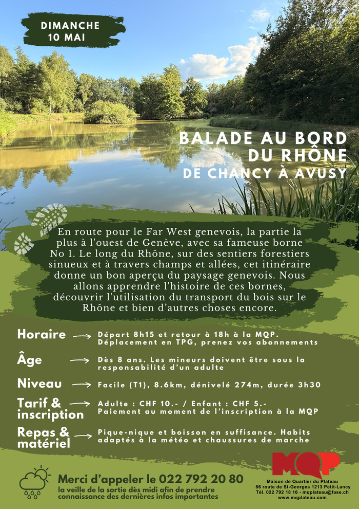 Balde au bord du Rhône de Chancy à Avusy, Maison de Quartier du Plateau, Genève