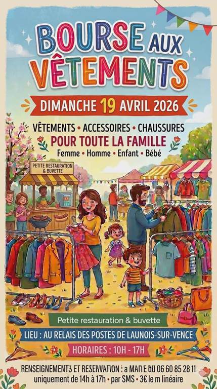 Bourse aux vêtements au Relais de Poste  Launois-sur-Vence