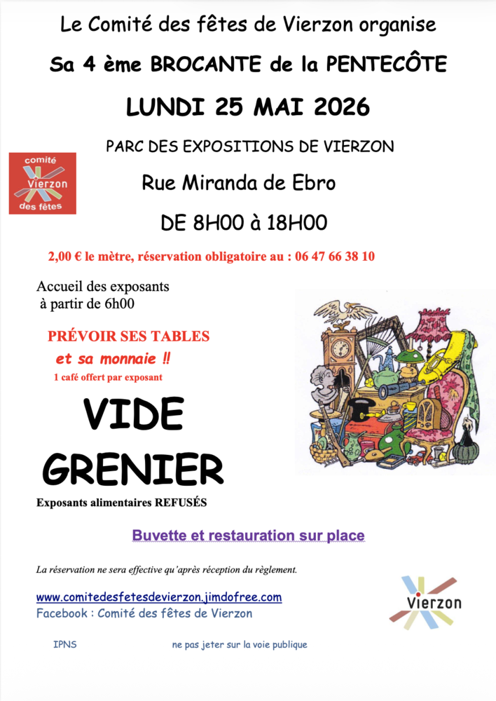 Brocante de la Pentecôte 1380 Place de la Libération Vierzon 2026-05-25