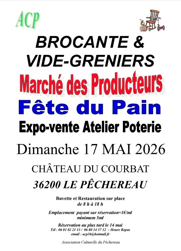 Brocante, marché fermier et fête du pain  Le Pêchereau