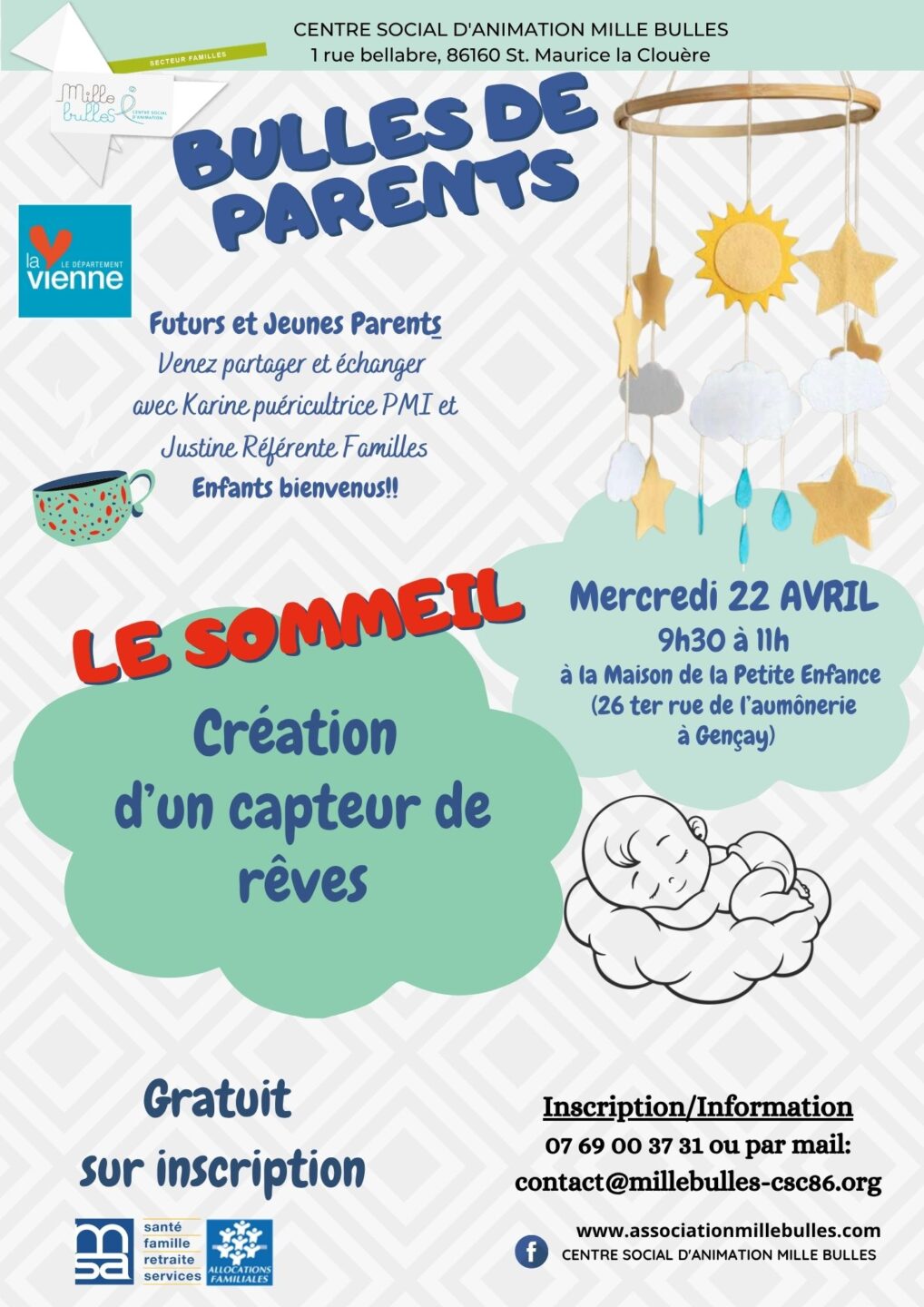 Bulle de parents Centre social d&rsquo;animation mille bulles Saint-Maurice-la-Clouère