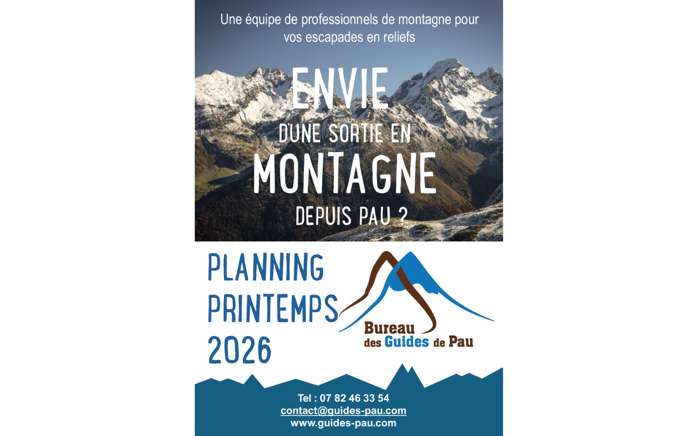 Bureau des guides de Pau: Programme printemps 2026 Cité des Pyrénées Pau