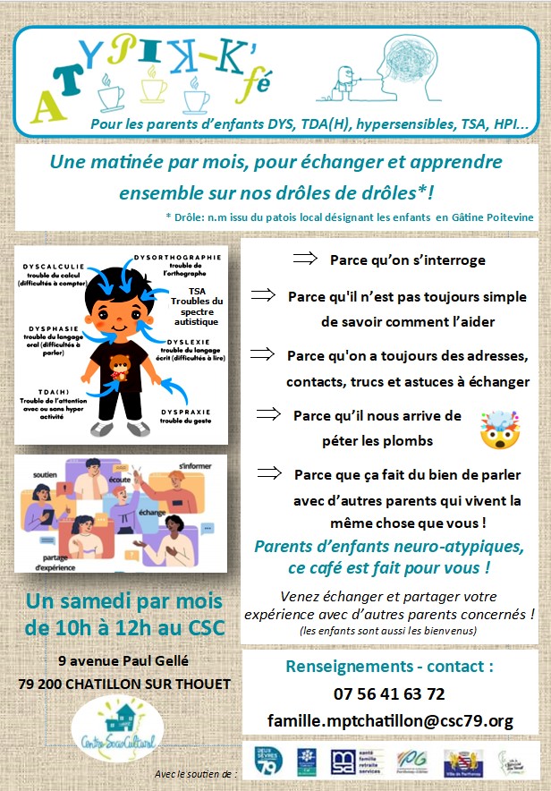 Café des parents Atipik'Kfé 9 rue Paul-Gellé Châtillon-sur-Thouet 2026-04-25