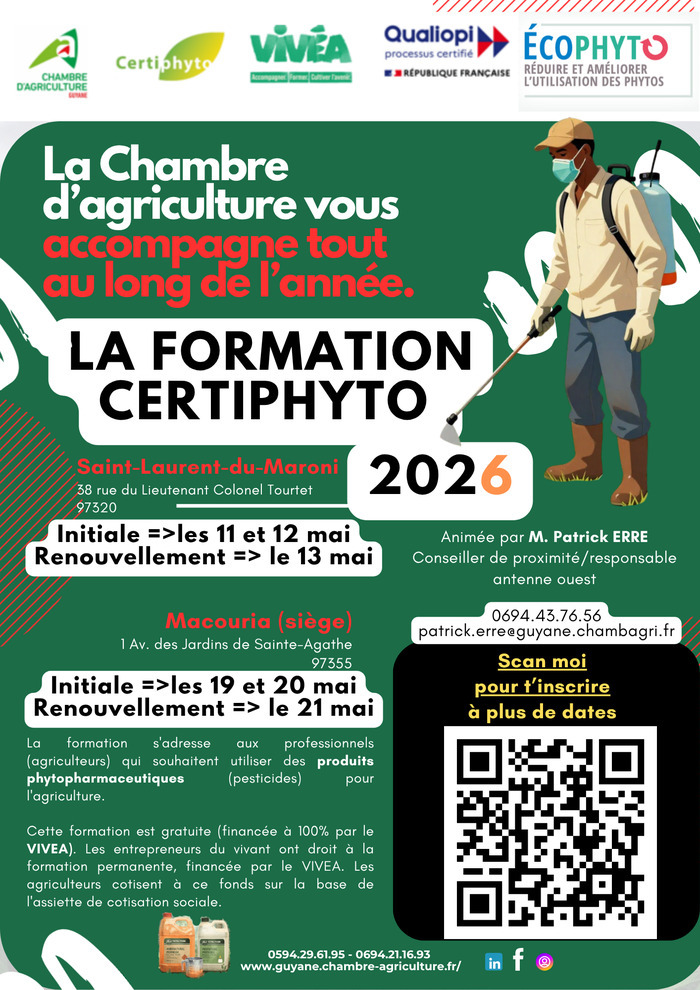 CERTIPHYTO INITIAL - RENOUVELLEMENT Chambre d'agriculture de la Guyane