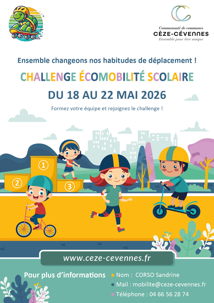 Challenge écomobilité scolaire 2026 – 18 au 22 mai, Communauté de communes Cèze Cévennes, Saint-Ambroix