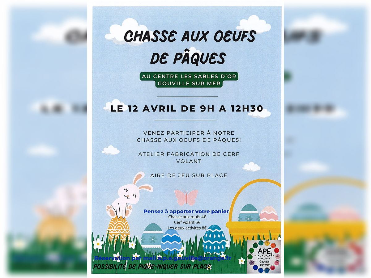 Chasse aux œufs et atelier cerf-volant Les Sables d&rsquo;Or Gouville-sur-Mer